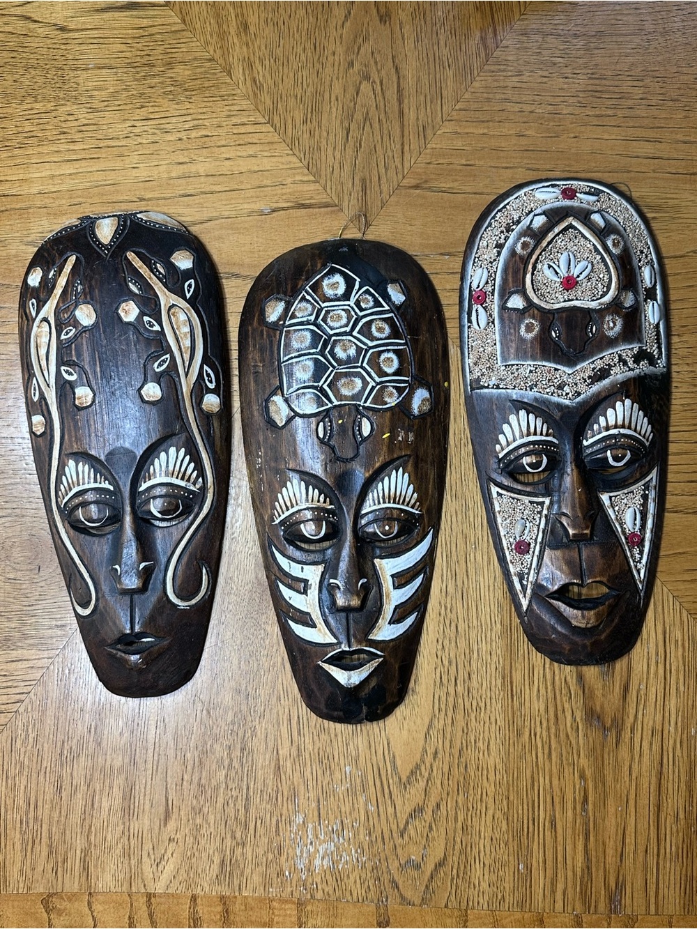 3-Piece Hand-Carved Tropical Wood Mask Set – Costa Rican Art & Beach Decor
